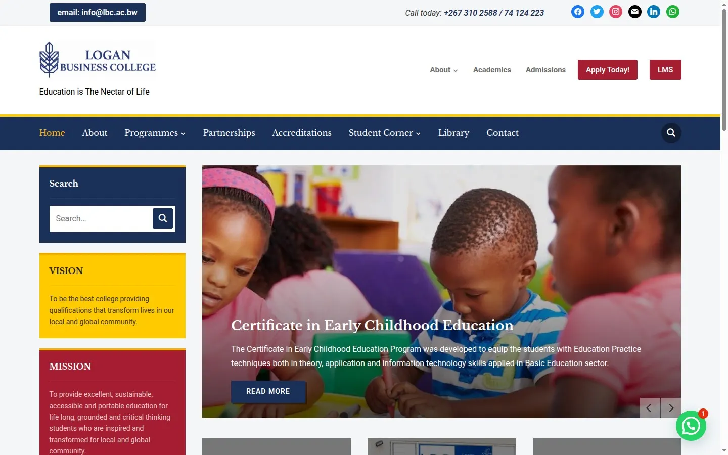 Logan Business College website built by Apjakal IT Solutions